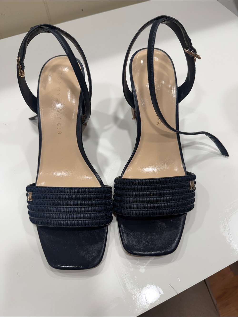 Tommy Hilfiger Navy Strappy Block-Heel Sandals